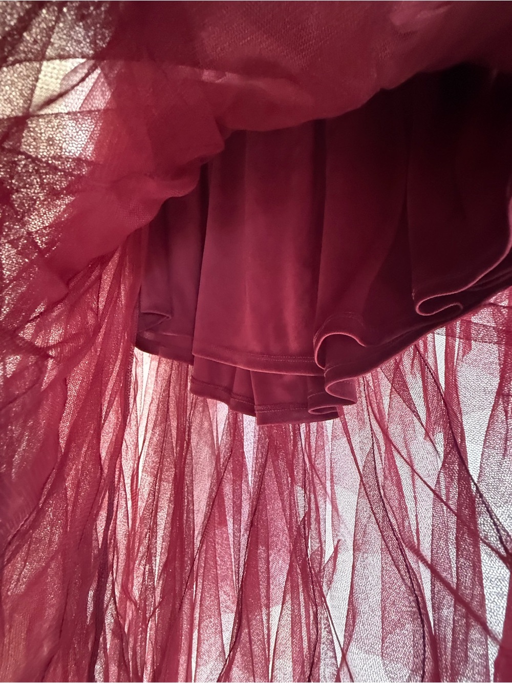 NWT TORRID Nightfall Burgundy Ruffled Tulle Skirt - Picture 4 of 6